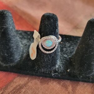 Dazzling Silver Opal Halo Ring
